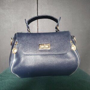 Navy blue convertible leather tote